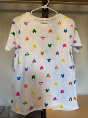 NWOT Neon Rainbow Mickey Ladies Soft Tee Size S